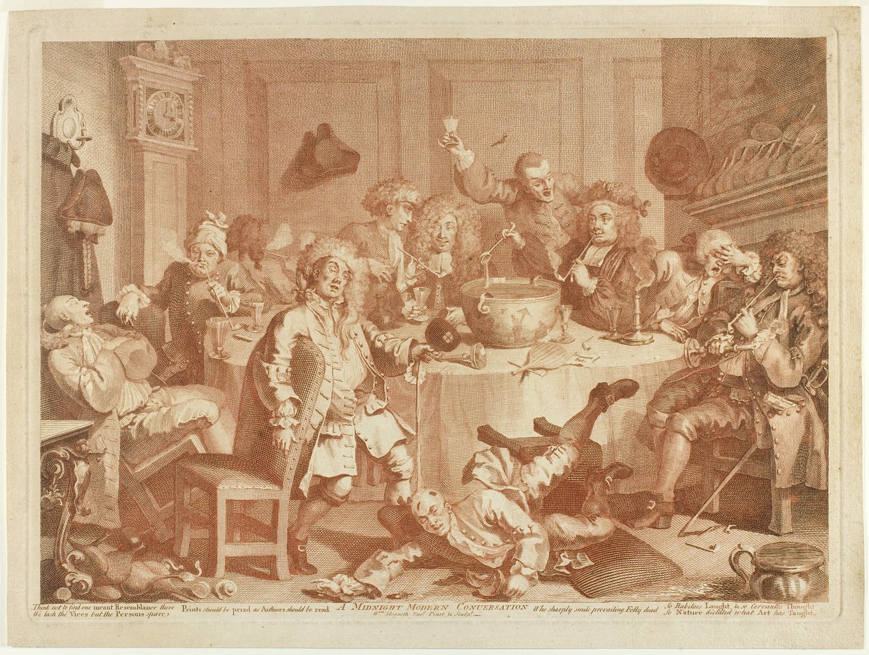 Una Conversación Moderna a Medianoche de William Hogarth