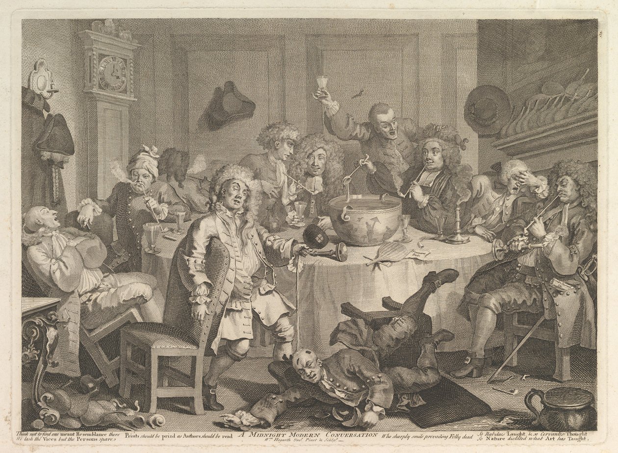 Una conversación moderna a medianoche de William Hogarth