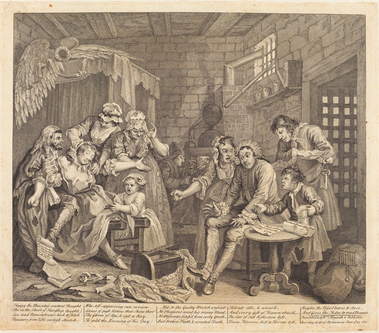 El Progreso de un Libertino: pl.7 de William Hogarth