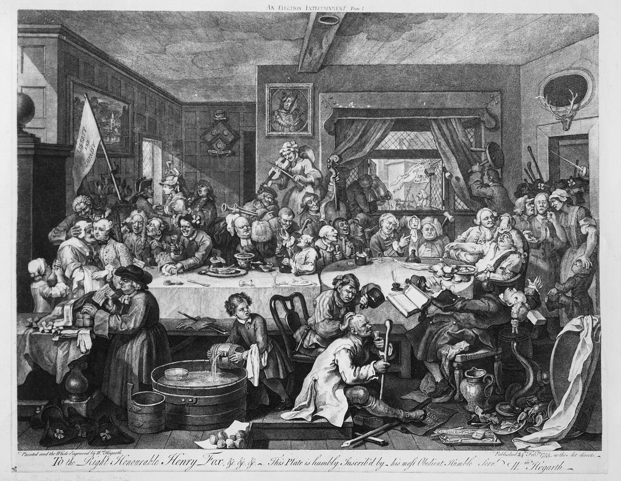 Un entretenimiento electoral, 1755 de William Hogarth