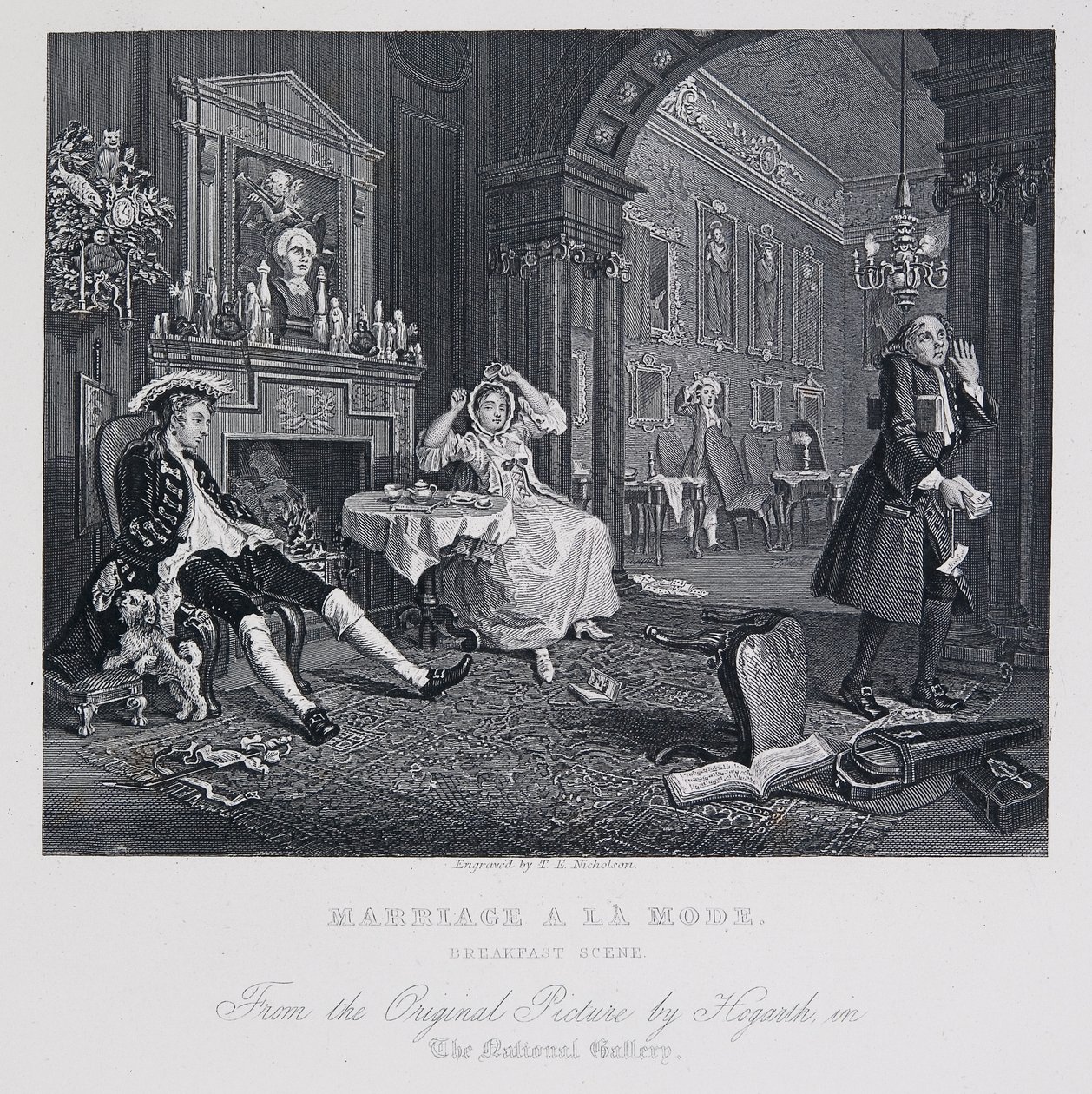 Matrimonio a la moda: Escena del desayuno de William Hogarth