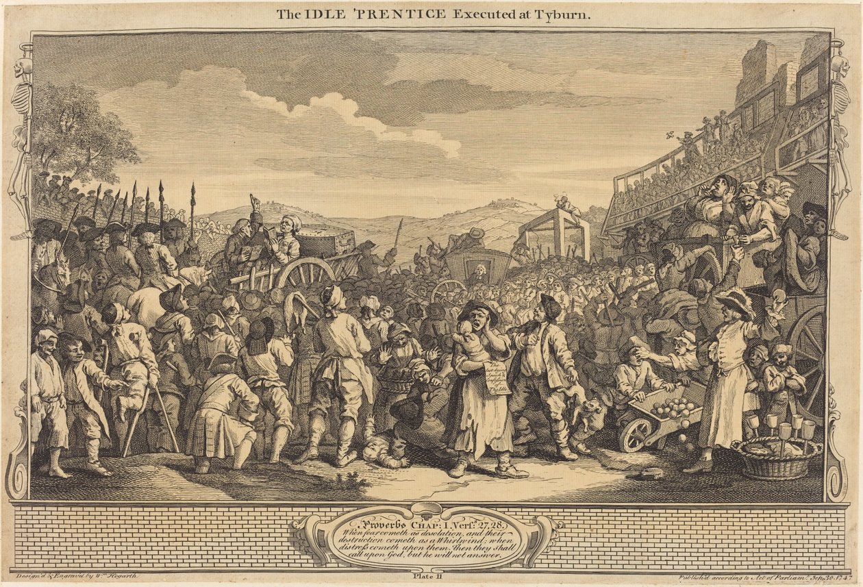 El aprendiz ocioso ejecutado en Tyburn de William Hogarth