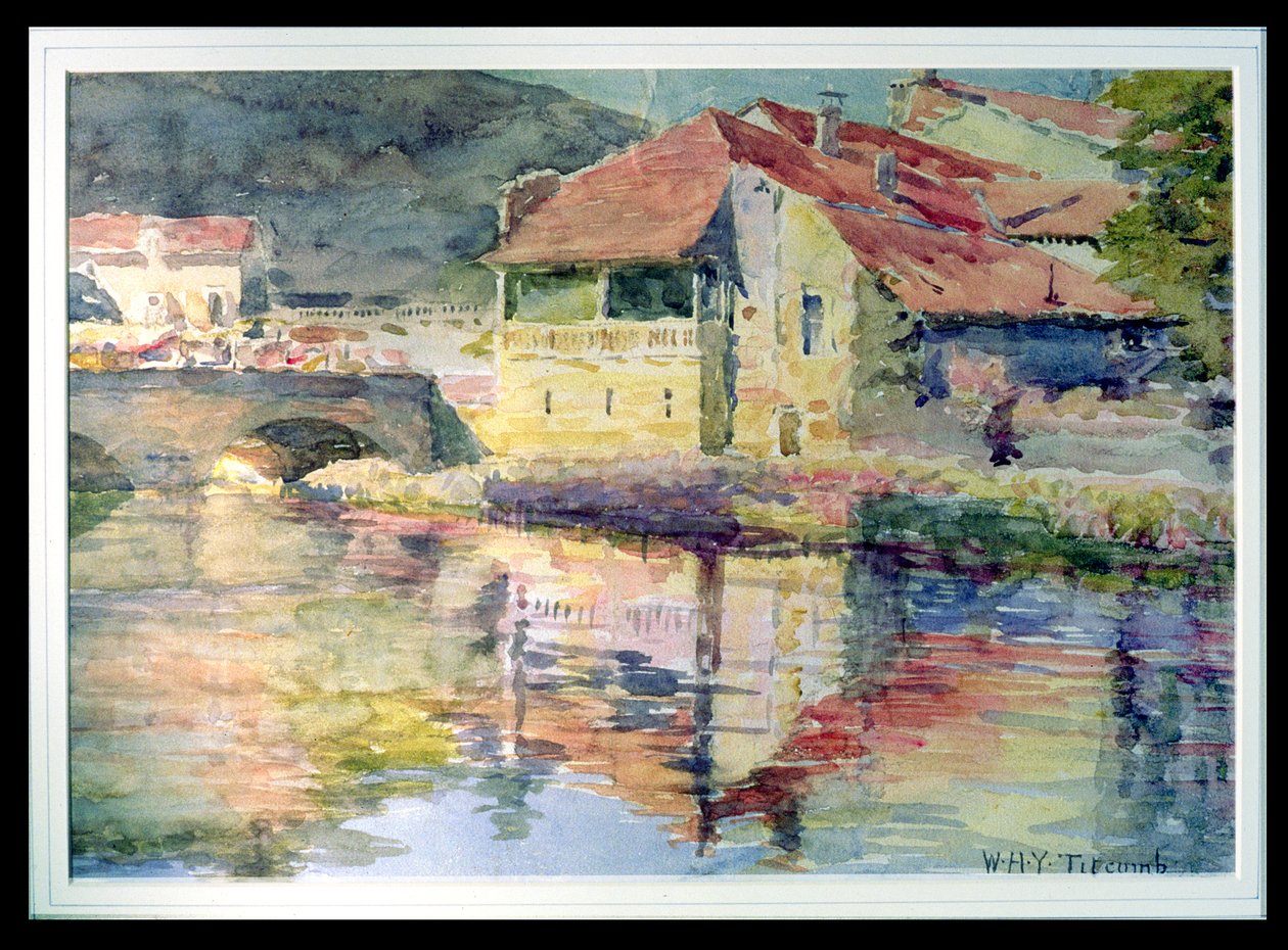 Pueblo continental en un río de William Holt Yates Titcomb
