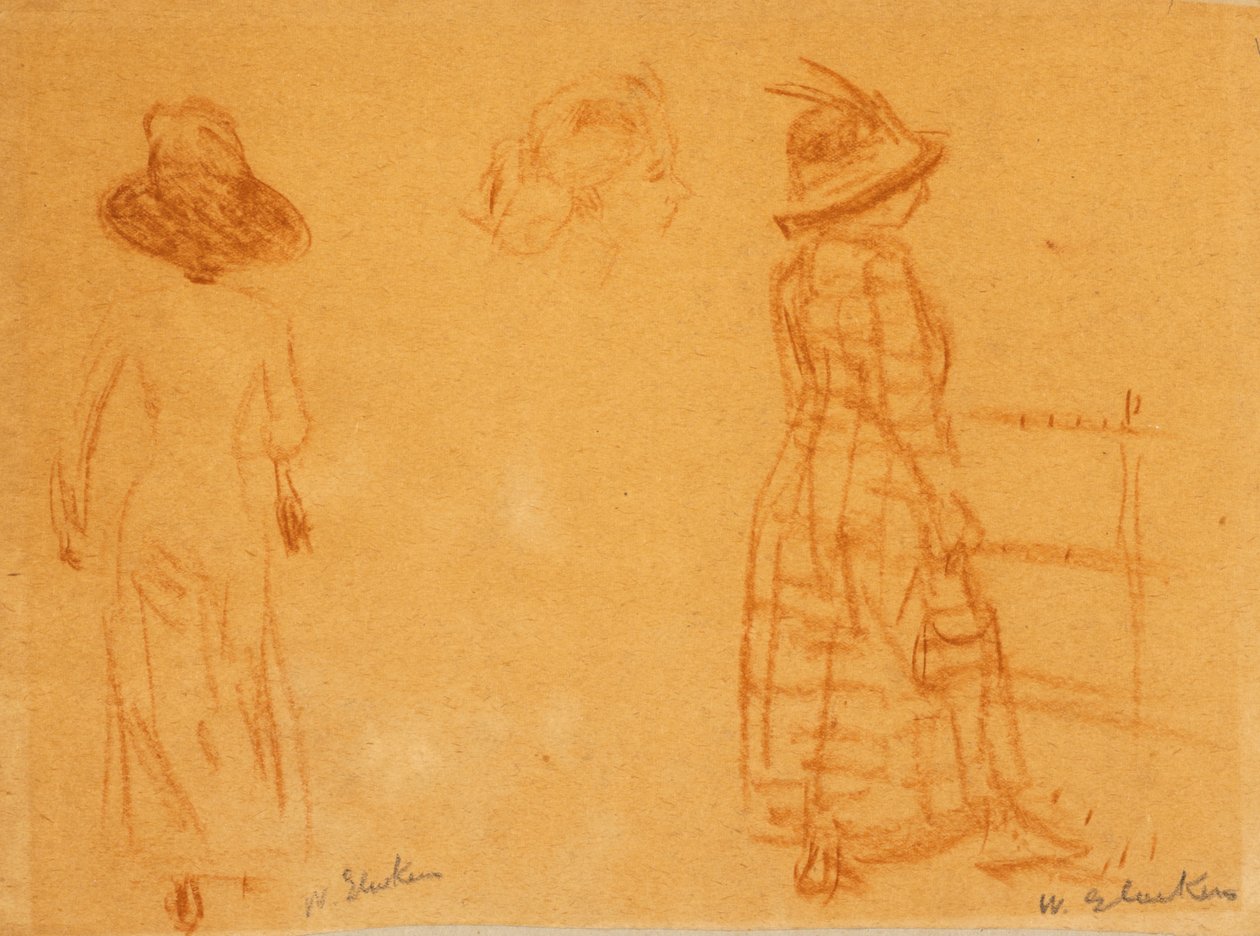 dos mujeres y cabeza de mujer de William James Glackens