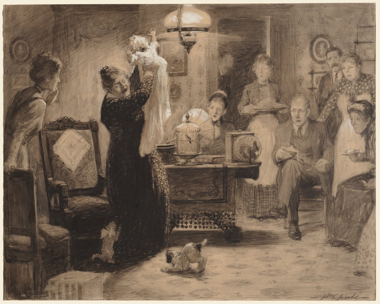 Boceto para la ilustración "El bebé estacionario" de William Leroy Jacobs