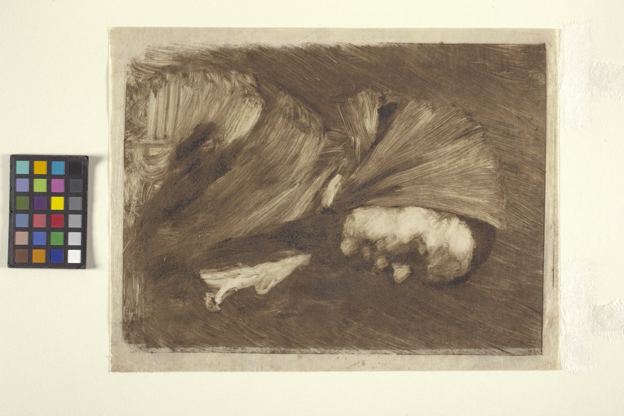 Mujer con bufanda (monocopia) de William Merritt Chase