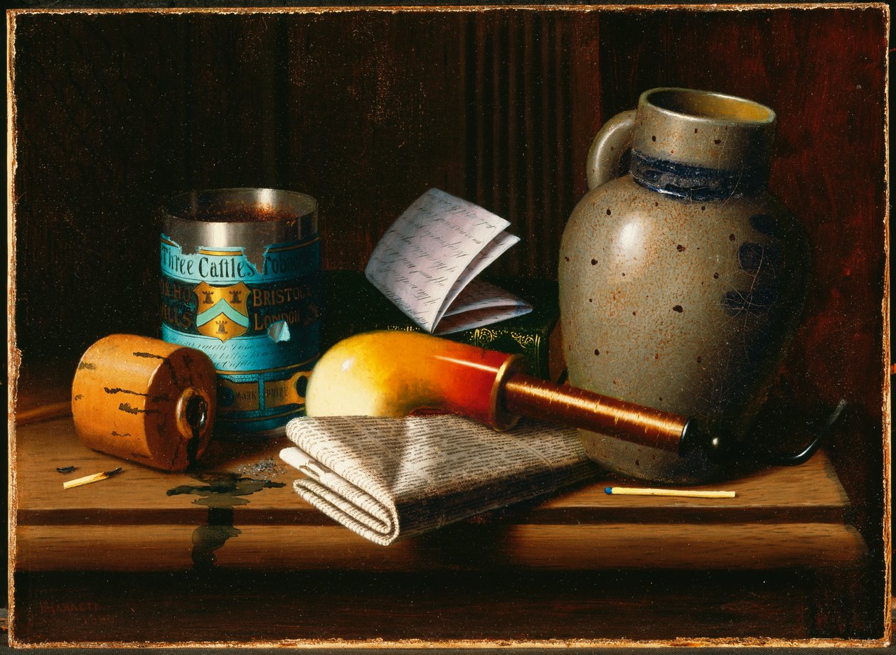 Bodegón con tres castillos Tabaco de William Michael Harnett