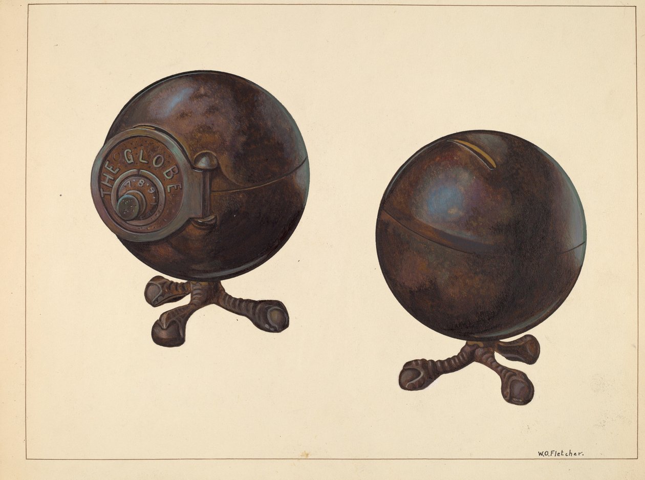 Banco de monedas del globo, c. 1938 de William O. Fletcher