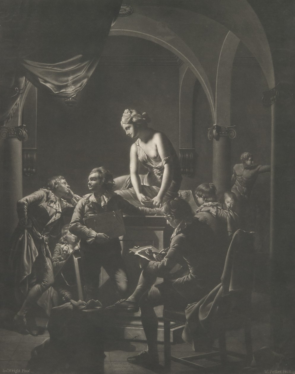 Una academia a la luz de la lámpara, 20 de febrero de 1772 de William Pether