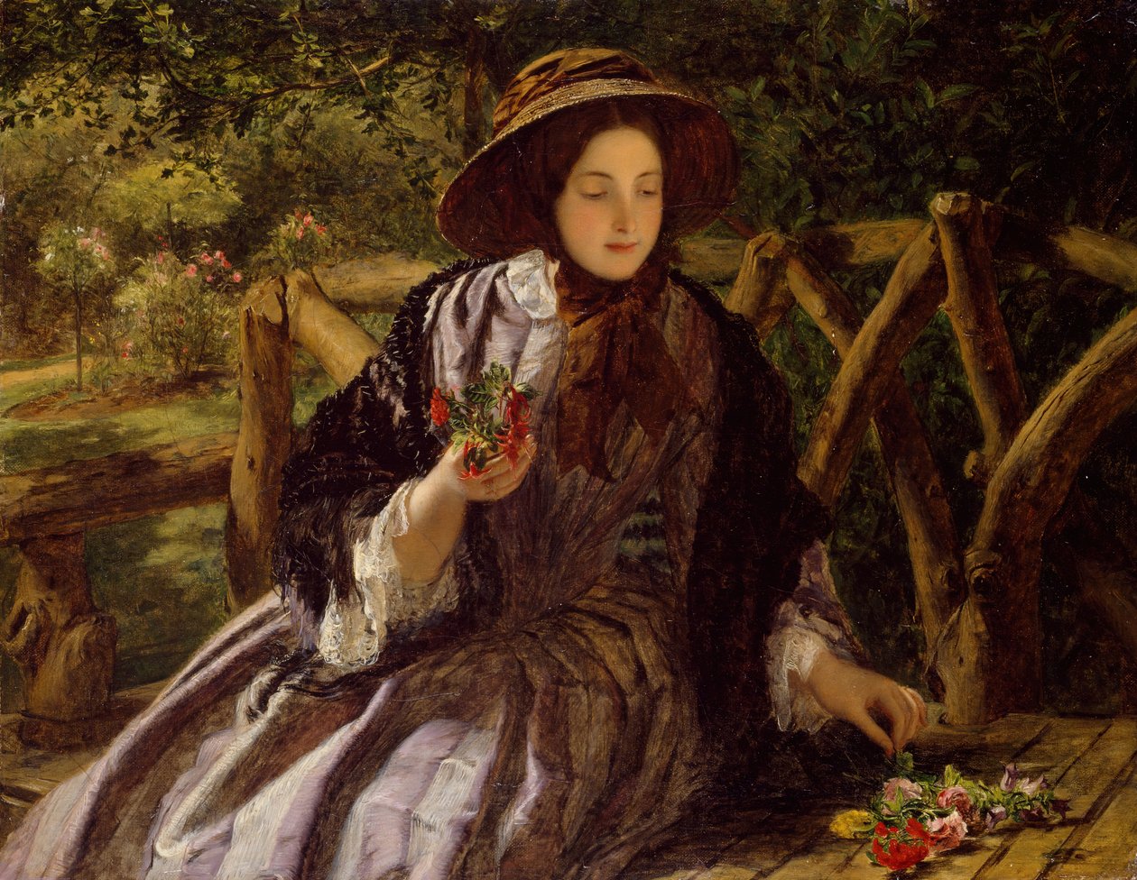 Flores de jardín haciendo un ramo de William Powell Frith