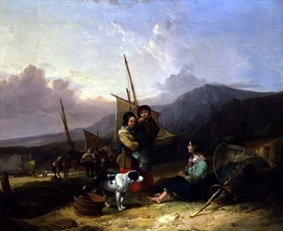 Pescadores en la orilla de William Snr. Shayer