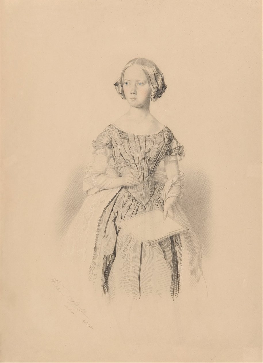 Joven mujer sosteniendo un libro de William Strutt