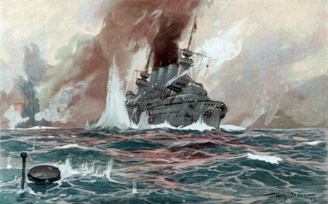 Submarino, c1905 (acuarela) de Willy Stöwer