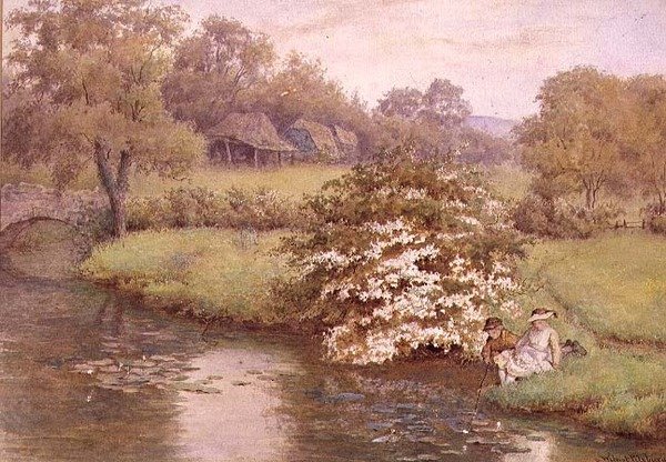 Niños Jugando junto a un Arroyo de Wilmot R.W.S. Pilsbury