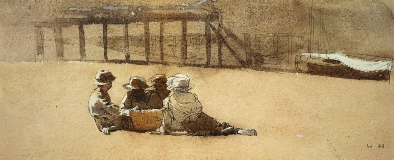 Cuatro niños en una playa de Winslow Homer