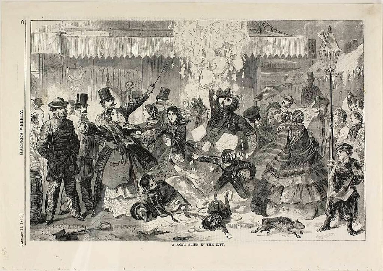 Un tobogán de nieve en la ciudad de Winslow Homer