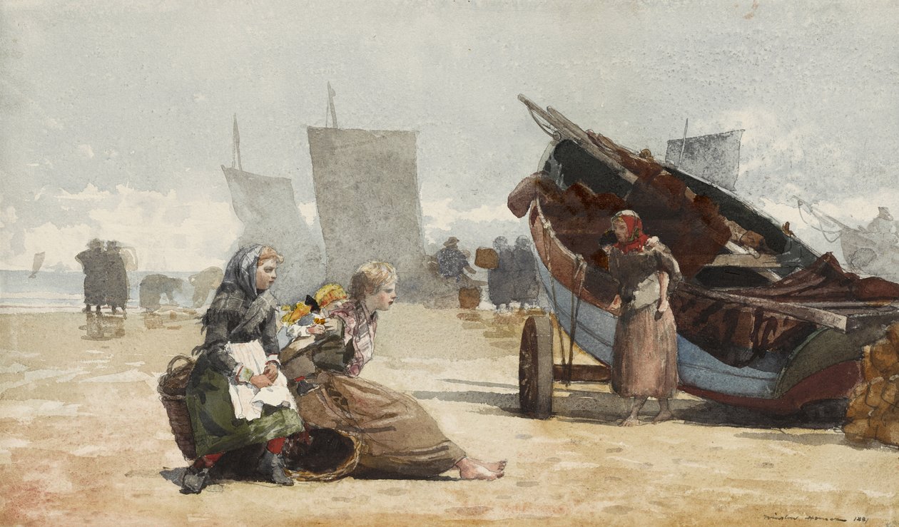 Escena de playa, Cullercoats, 1881 de Winslow Homer