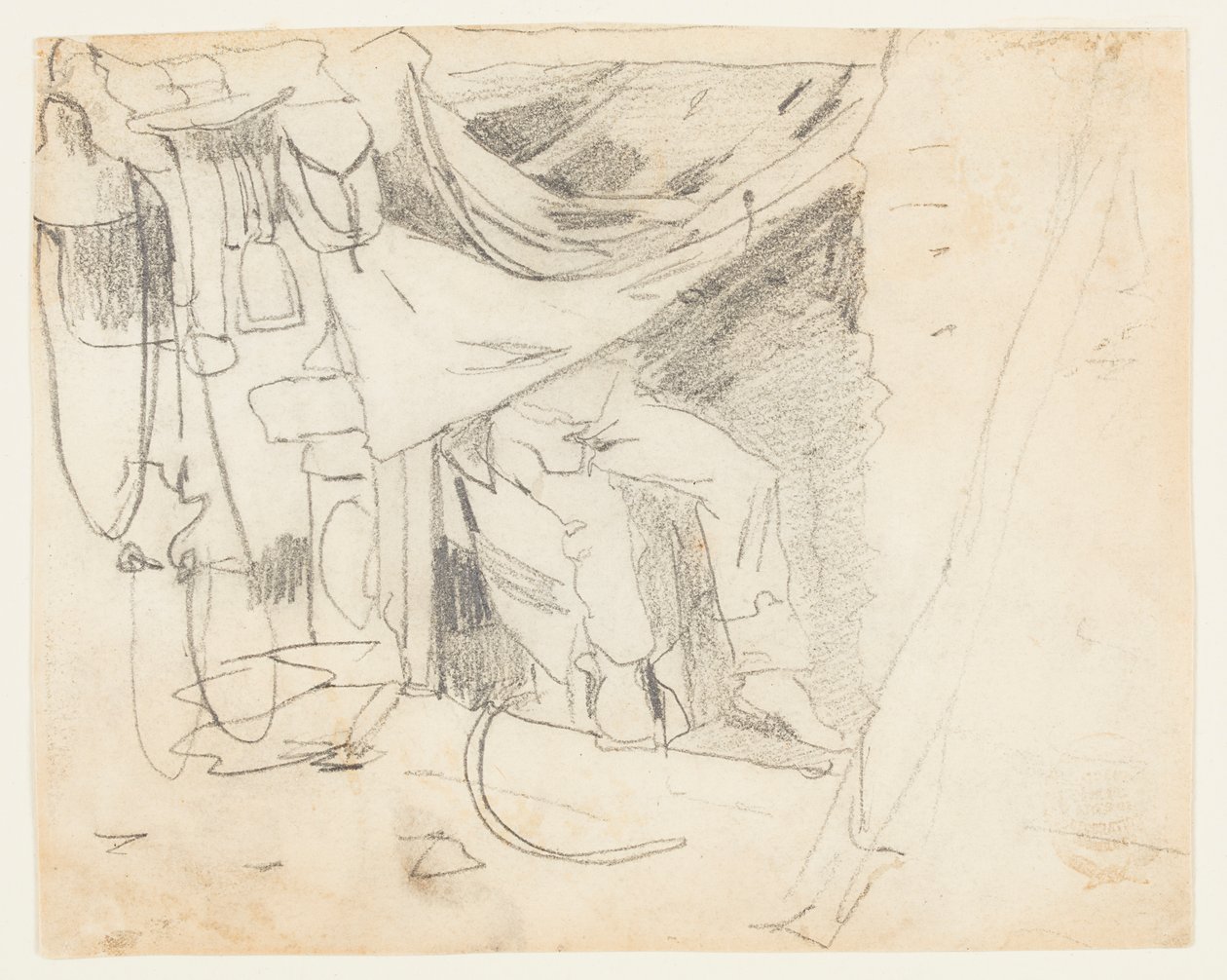 Frente a una cabaña del ejército de Winslow Homer
