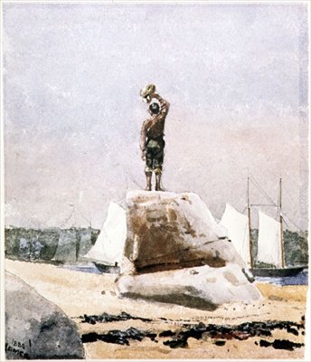Niño saludando a los goletas de Winslow Homer