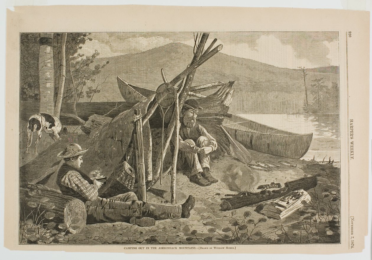 Acampada en las montañas Adirondack de Winslow Homer
