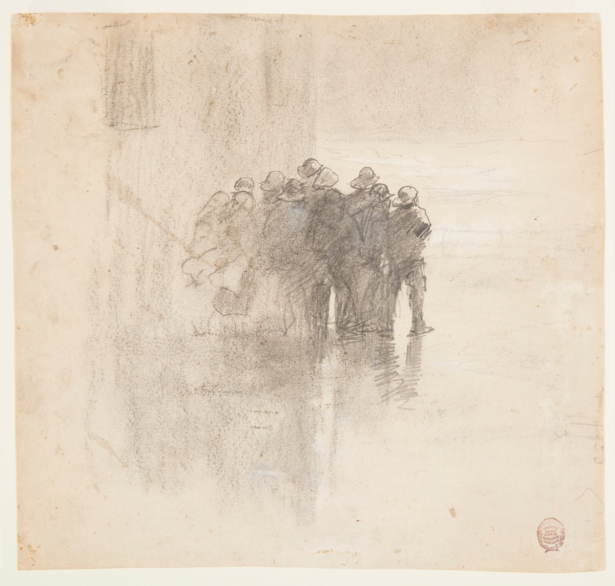 Dibujo, Pescadores en odres, Cullercoats, Inglaterra, 1881 de Winslow Homer