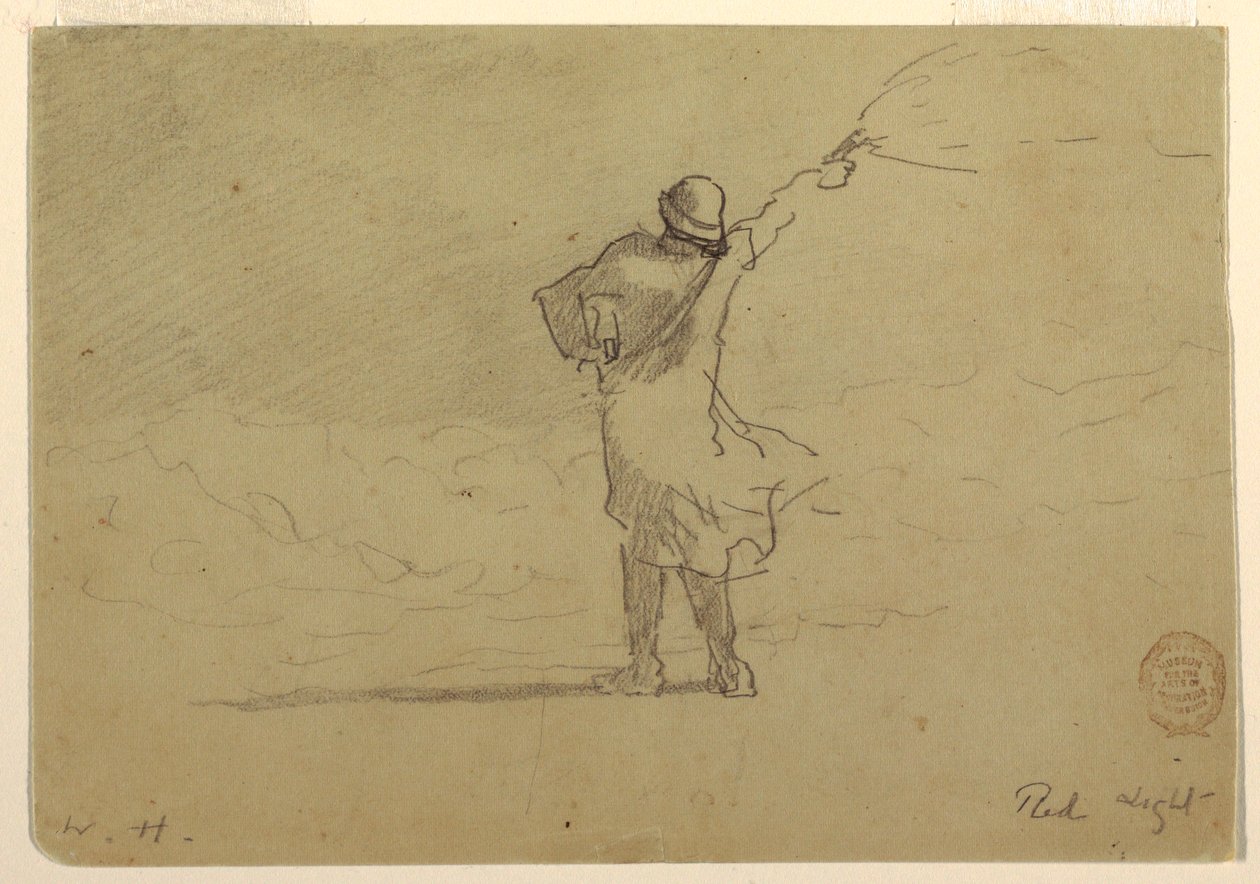 Dibujo, "Luz roja", probablemente 1883 de Winslow Homer