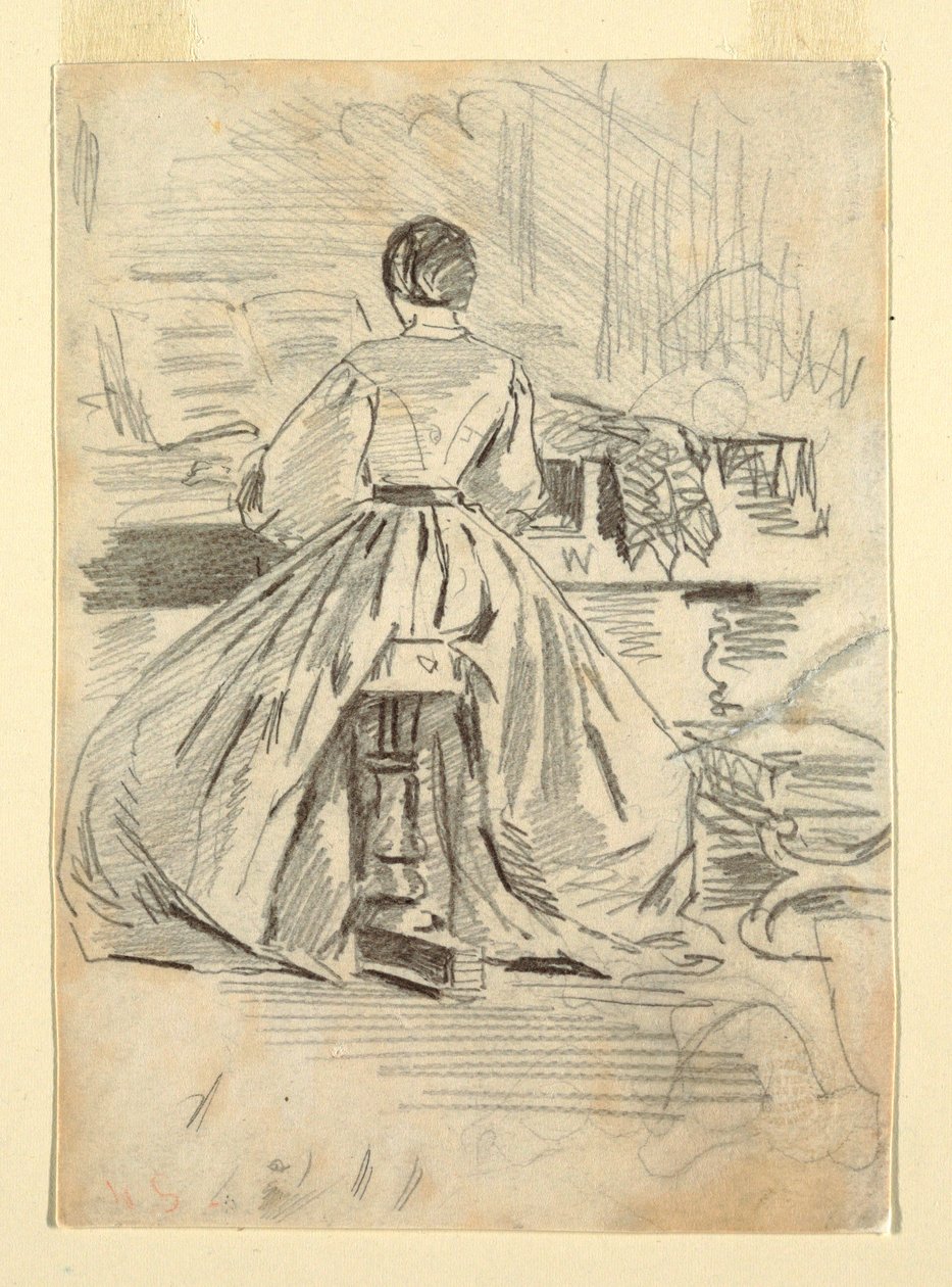 Dibujo, Mujer al piano, 1862 de Winslow Homer