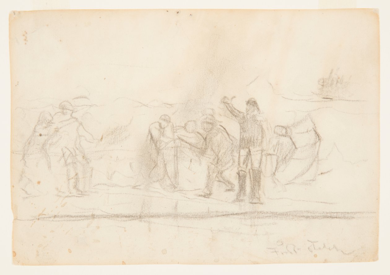 Primer boceto para "El naufragio" de Winslow Homer