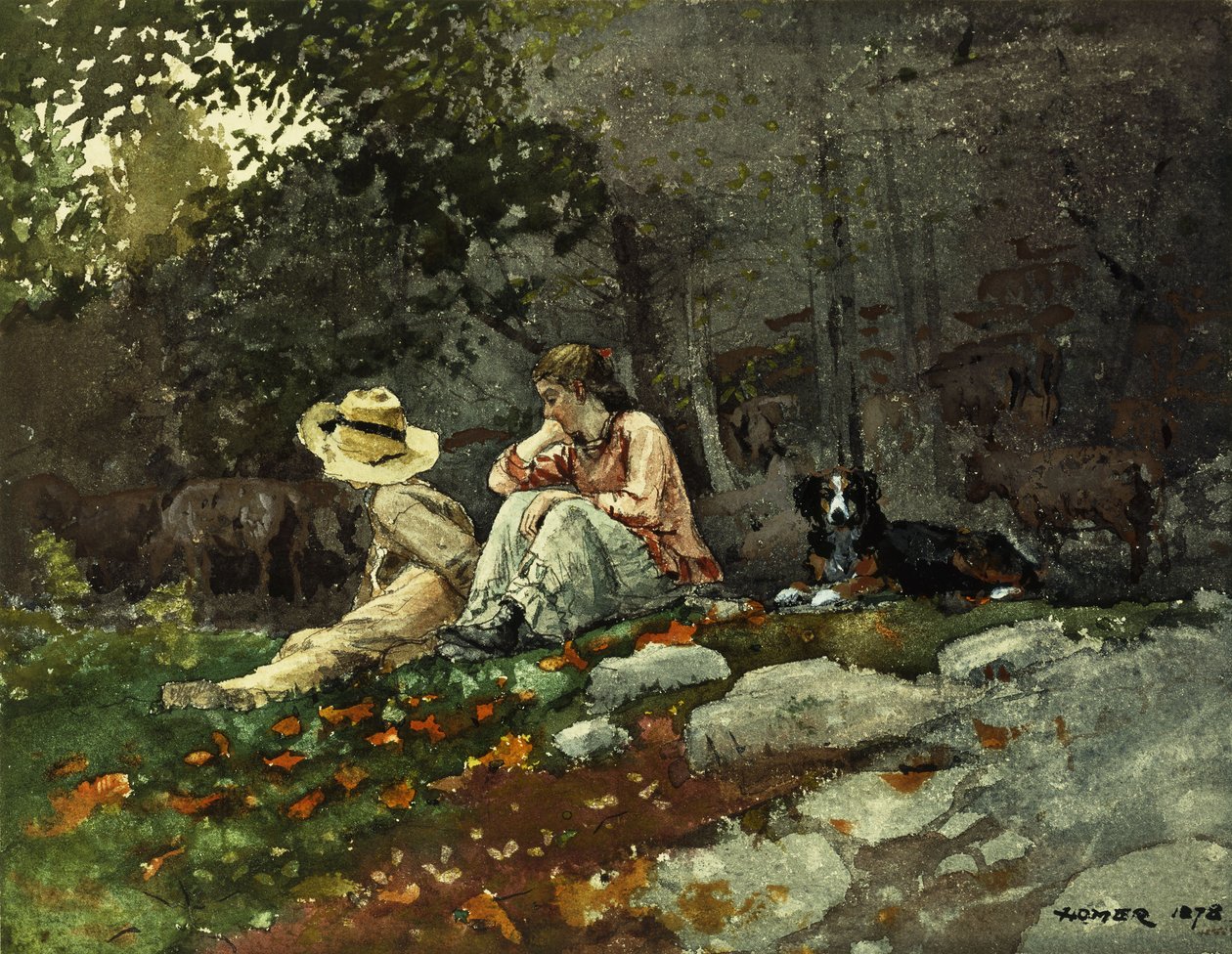 Rebaño de ovejas, Houghton Farm, 1878 de Winslow Homer
