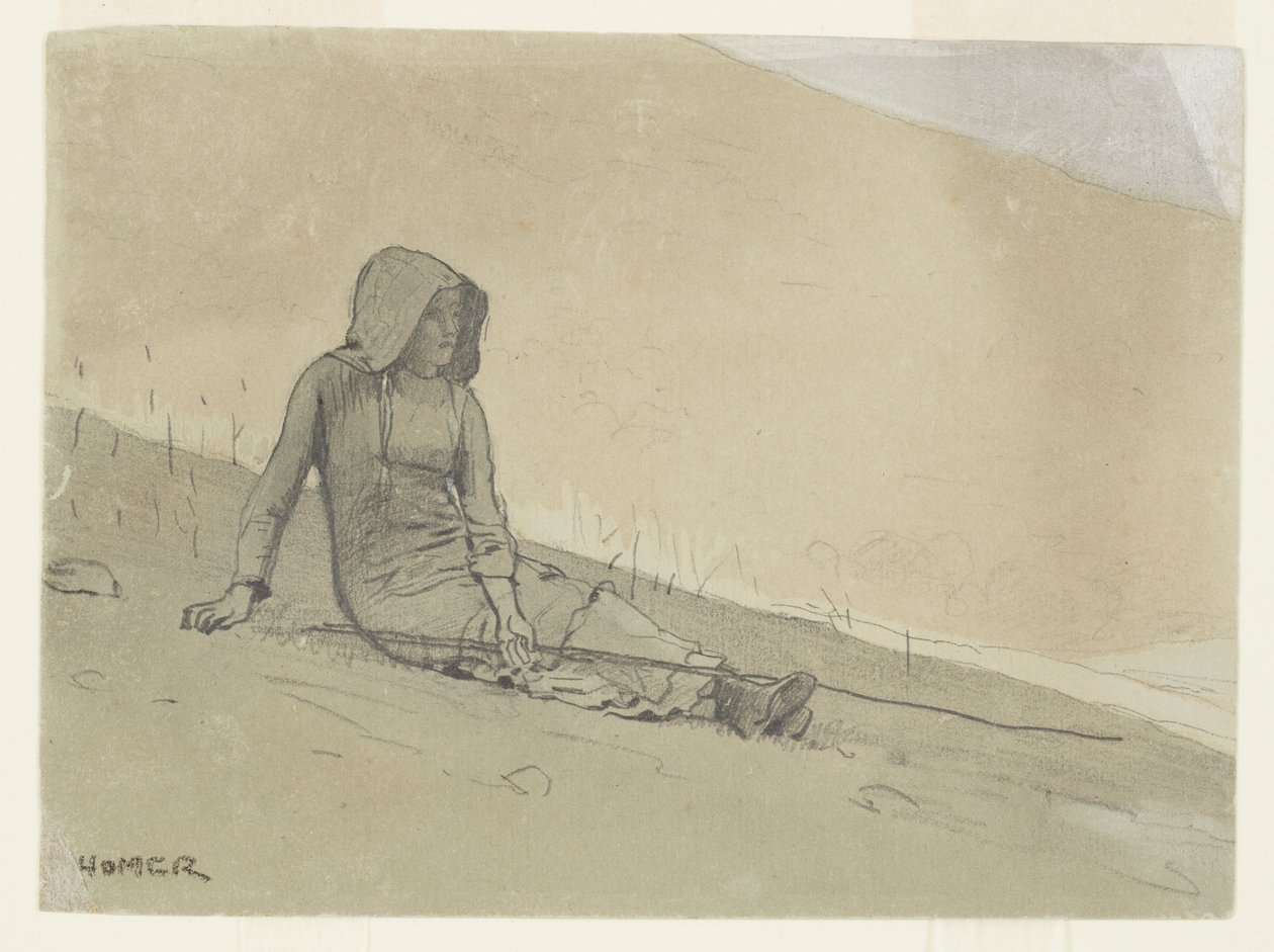 Niña Sentada en una Ladera de Winslow Homer