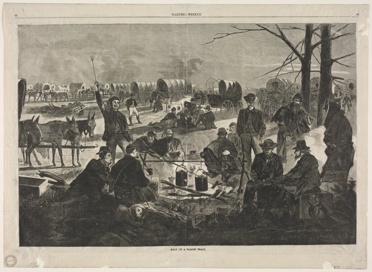 Parada del tren de vagones, 1864 de Winslow Homer