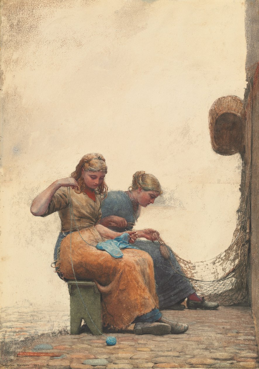 Remendando las Redes, 1882 de Winslow Homer