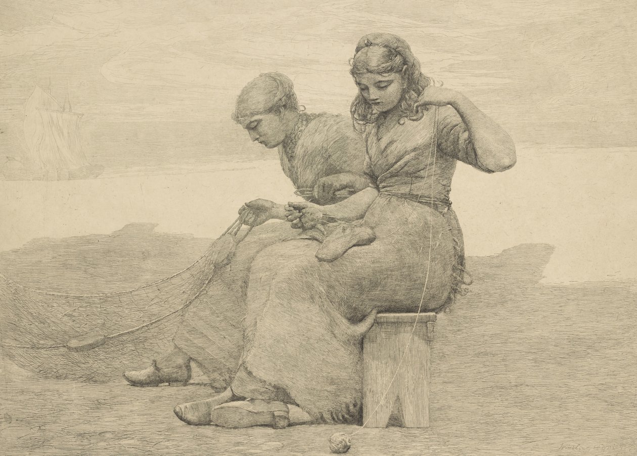 Remendando las lágrimas, 1888, probablemente impreso c.1940 de Winslow Homer
