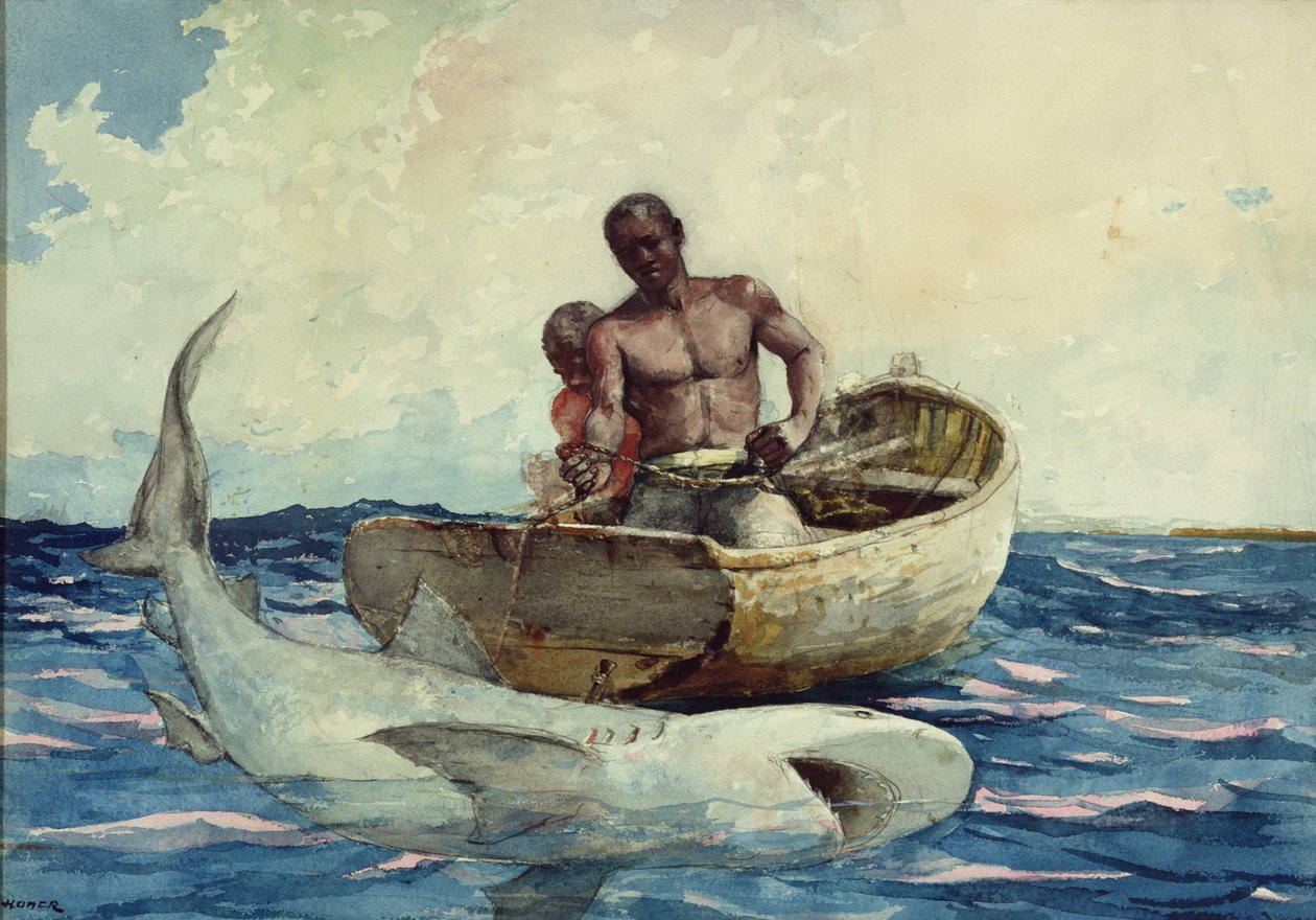 Pesca de tiburones, 1885 de Winslow Homer