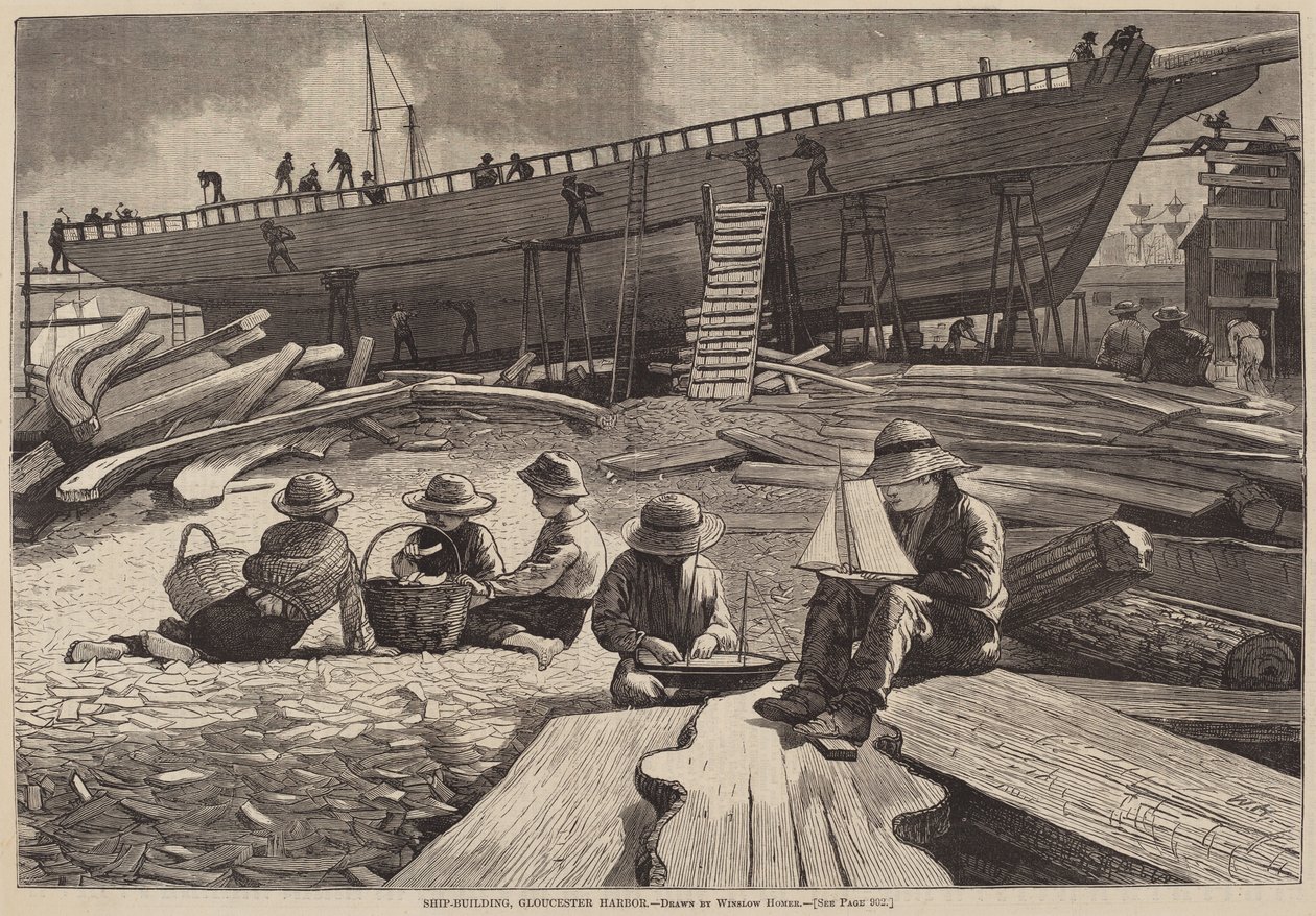 Construcción de Barcos, Puerto de Gloucester de Winslow Homer