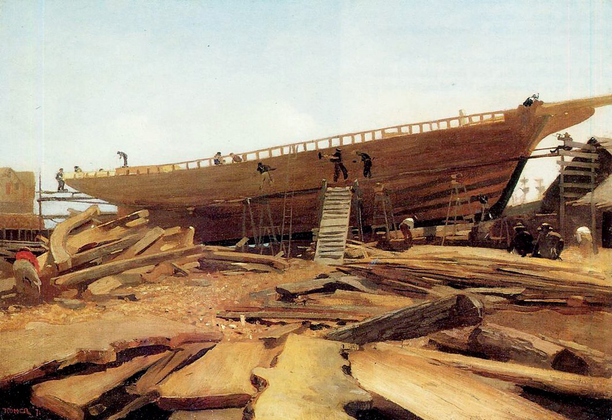 Construcción naval, Gloucester, EE.UU., 1871 de Winslow Homer