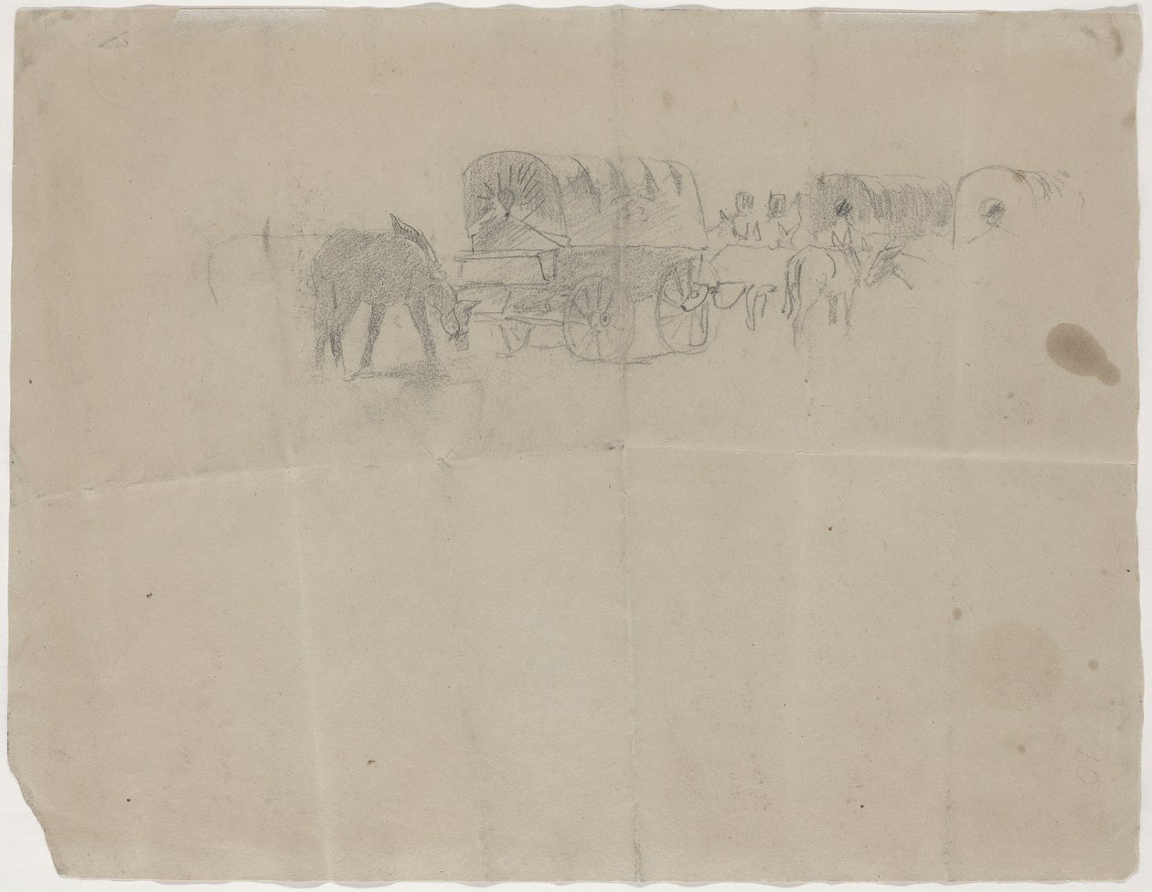 Tren de Suministro y Mulas [verso] de Winslow Homer