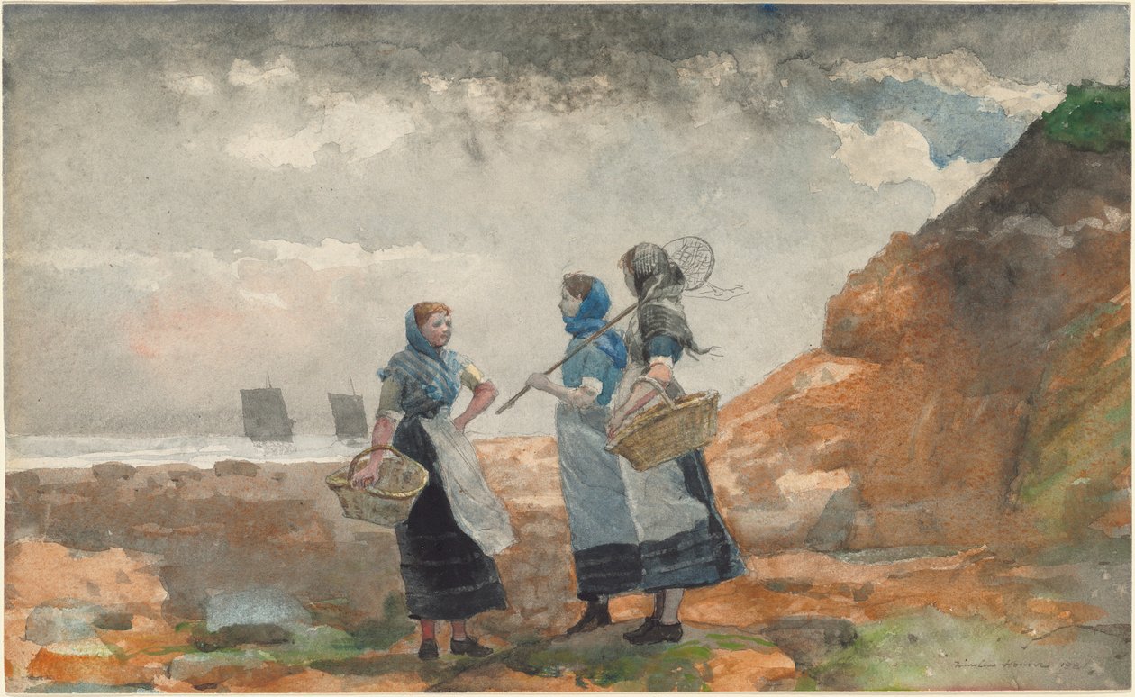 Tres chicas pescadoras, Tynemouth de Winslow Homer