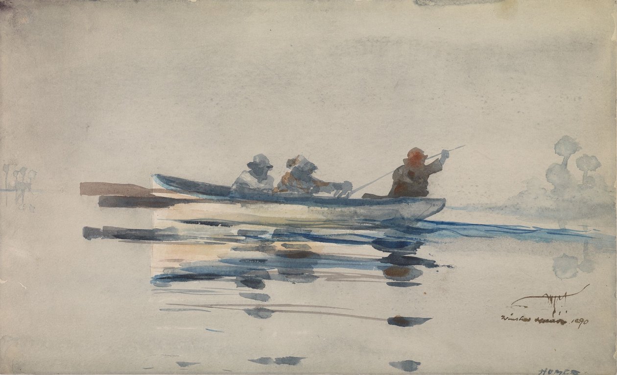 Tres hombres en un barco de Winslow Homer