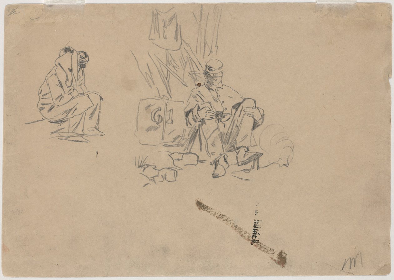 Dos soldados descansando [reverso] de Winslow Homer