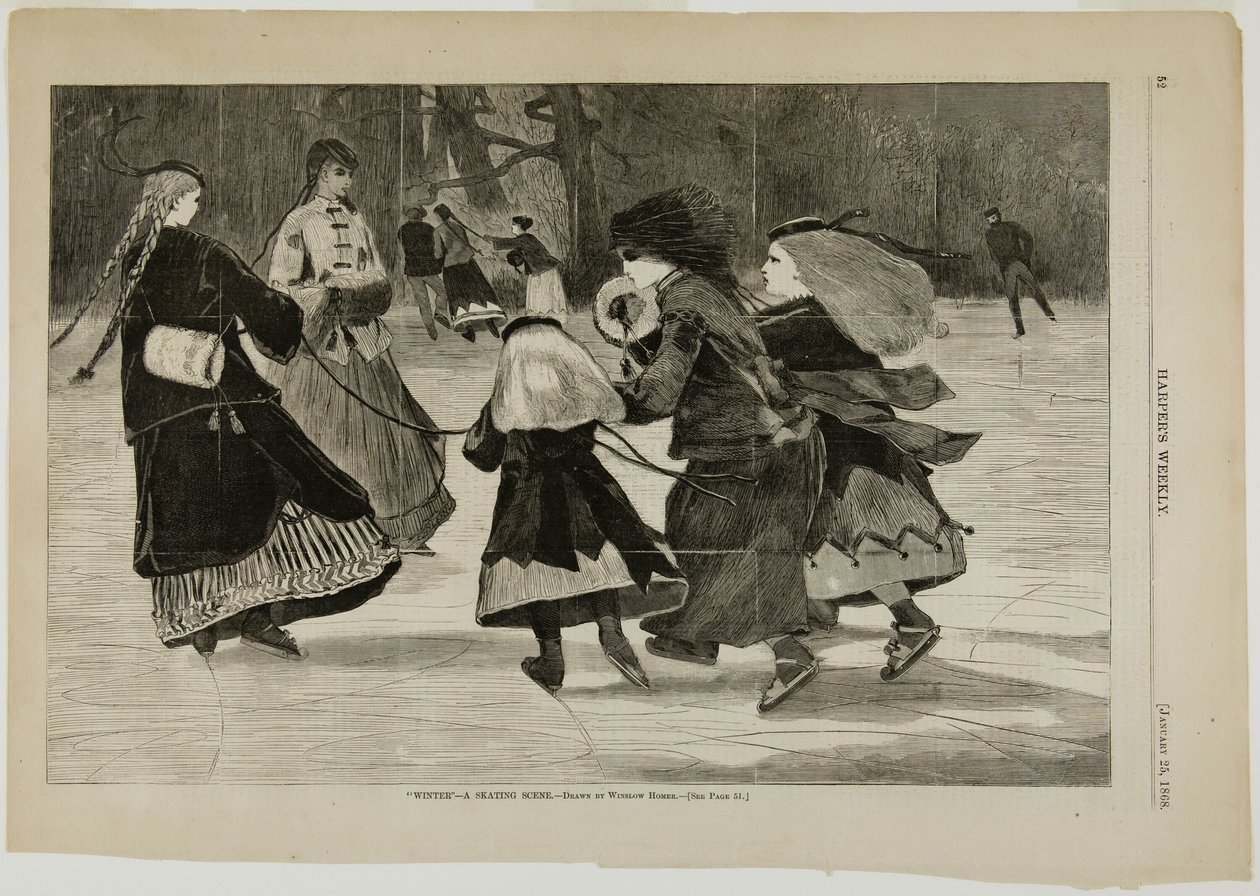"Invierno" - Escena de patinaje de Winslow Homer