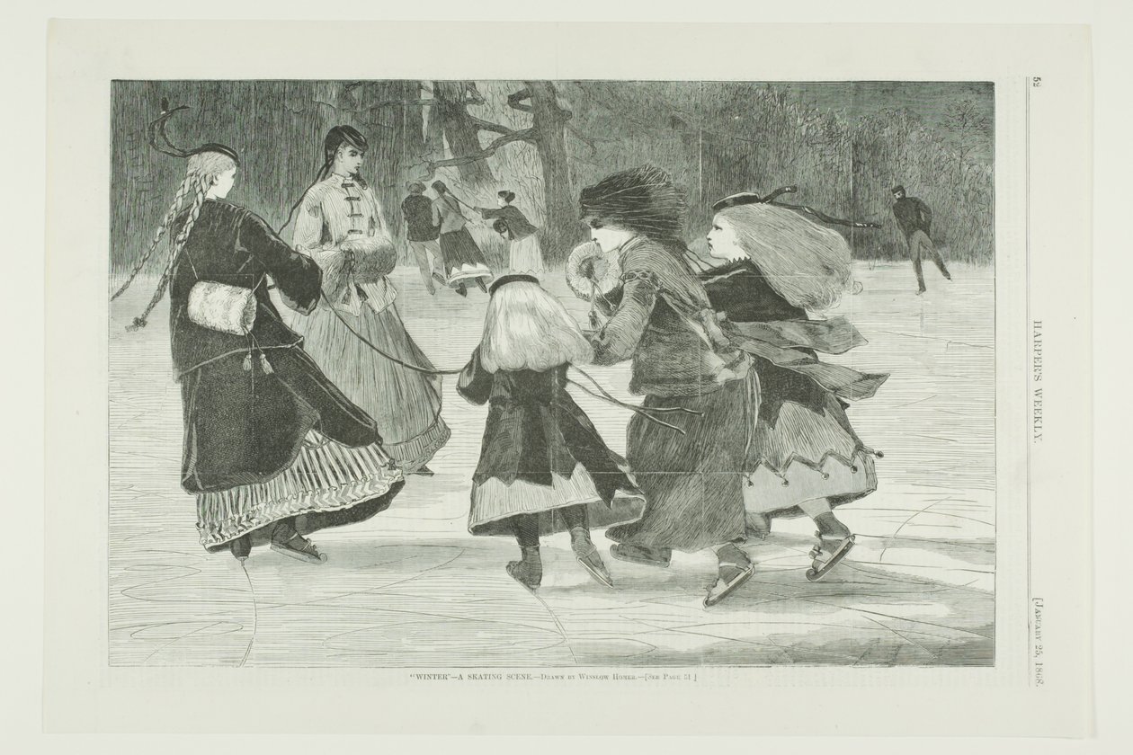 "Invierno" - Escena de patinaje de Winslow Homer