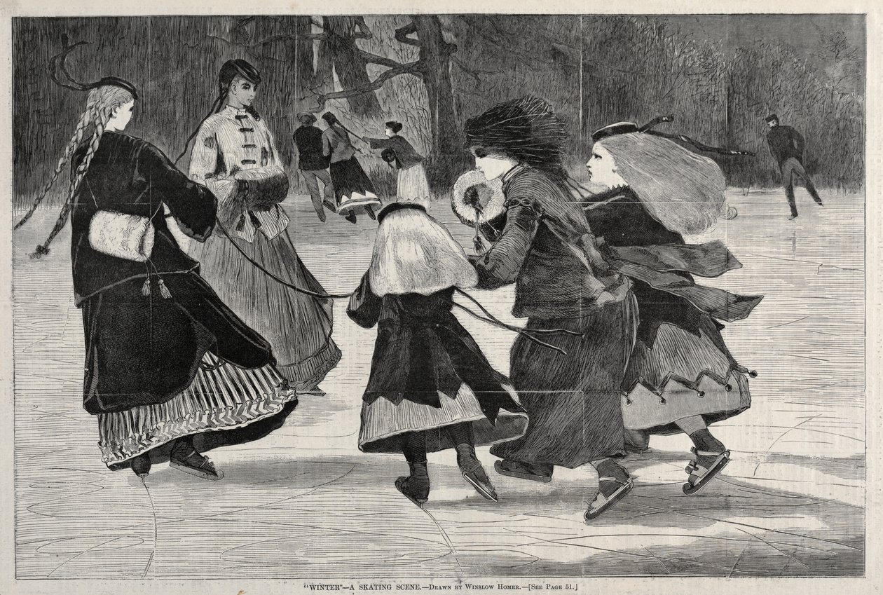 Invierno - Una escena de patinaje, 1868 de Winslow Homer