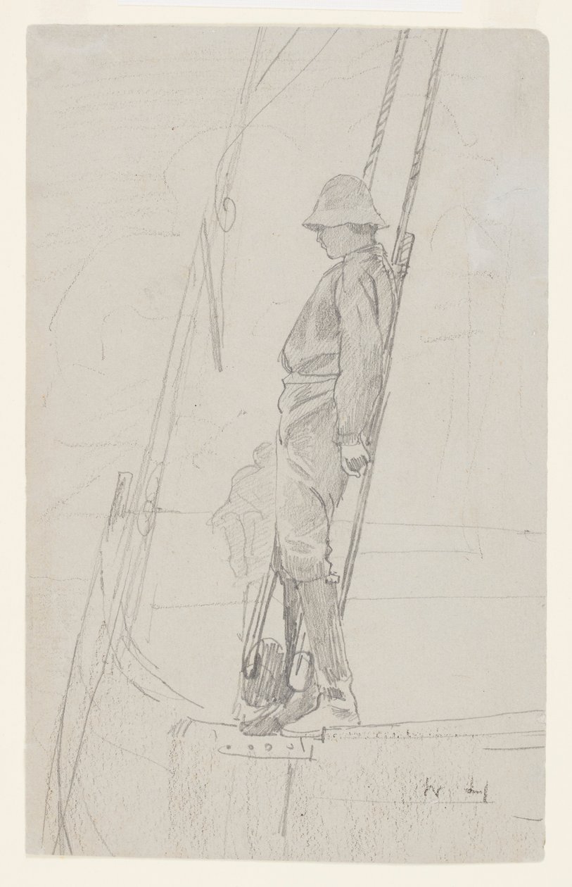 Joven apoyado en el aparejo de un velero de Winslow Homer