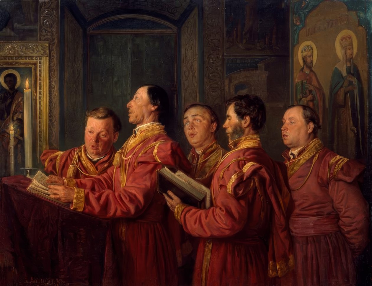 Cantores del coro en la iglesia de Wladimir Jegorowitsch Makowski