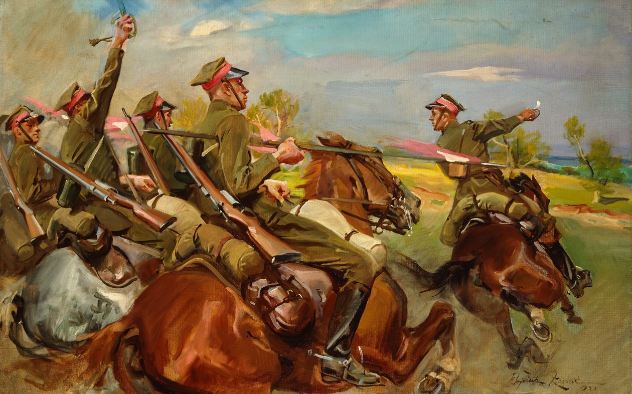 Carga de caballería polaca (óleo sobre lienzo) de Wojciech Kossak