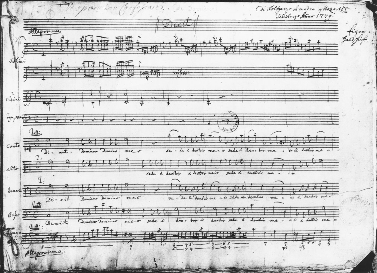 Vísperas dominicales, 1779 de Wolfgang Amadeus Mozart