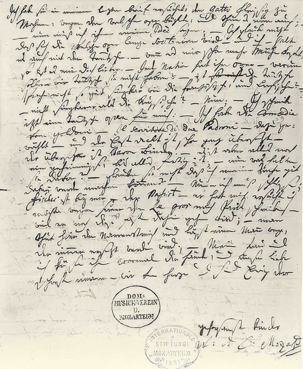 Carta autógrafa de Wolfgang Amadeus Mozart de Wolfgang Amadeus Mozart