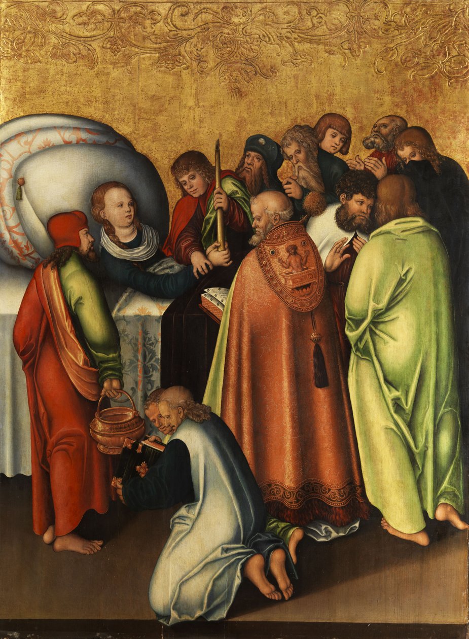 Muerte de María en el círculo de los apóstoles de workshop of Lucas Cranach the Elder
