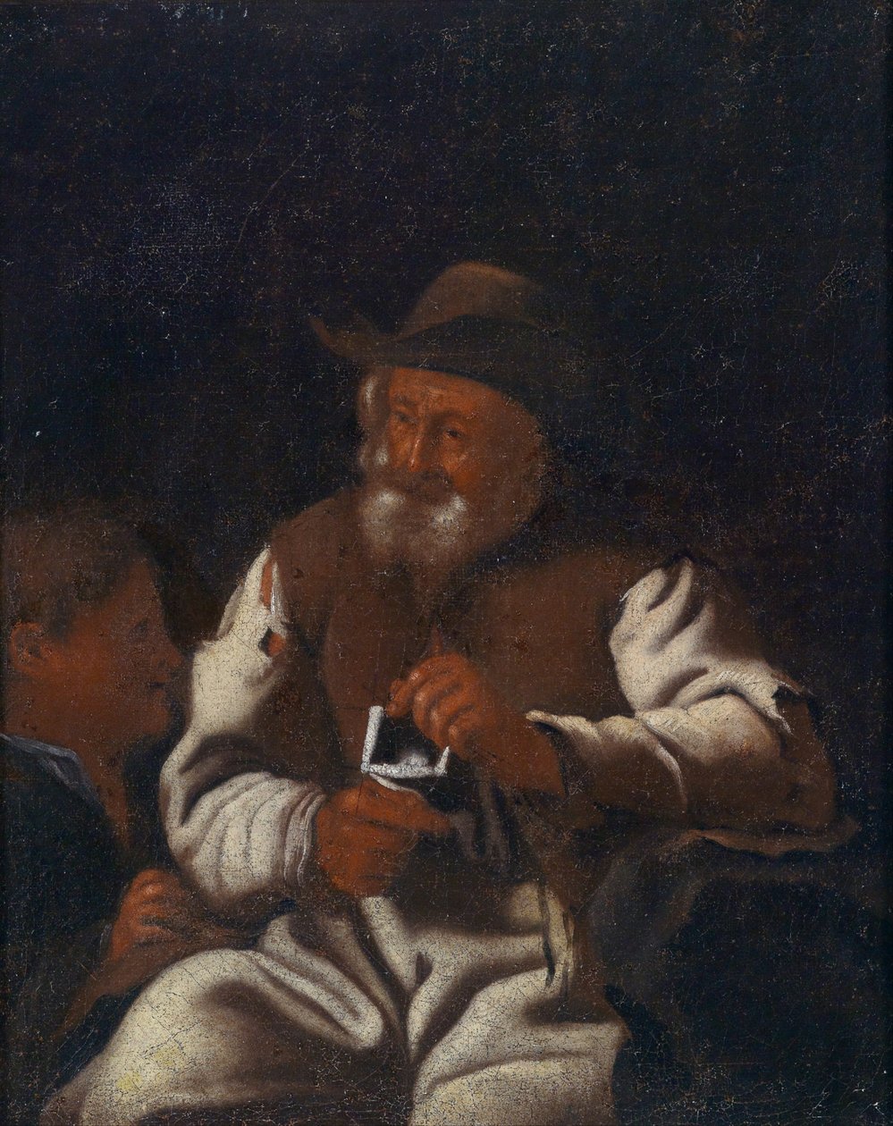 Un anciano tejiendo de Workshop of Michiel Sweerts